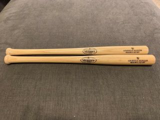 Louisville Slugger Museum Mini Wood Baseball Bat,  18 " Made In Usa (set Of 2)
