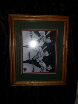 Framed Authenticated Hand Signed By Joe Dimaggio And Mickey Mantle And Ted.