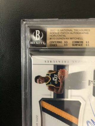 2017 - 18 National Treasures Donovan Mitchell Game Worn Patch BGS 9.  5 10 Auto /49 6