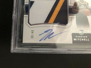 2017 - 18 National Treasures Donovan Mitchell Game Worn Patch BGS 9.  5 10 Auto /49 8