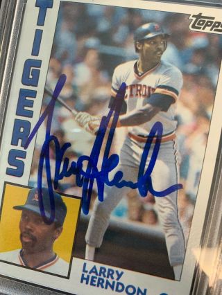 Larry Herndon 1984 Topps PSA Detroit Tigers Autographed card 333 4