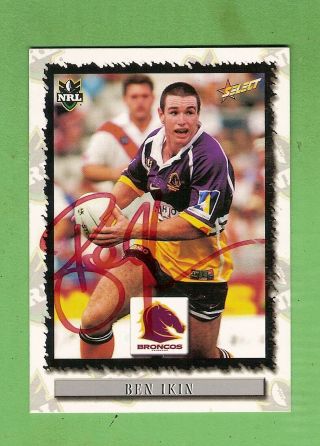 D490.  Signed 2000 Brisbane Broncos Rugby League Card 14 Ben Ikin