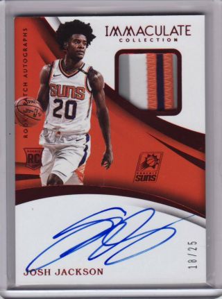 2017 - 18 Panini Immaculate Josh Jackson Suns Rpa Rc Patch On Card Auto Red 18/25