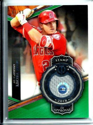 2018 Topps Tribute Stamp Of Approval Soa - Mt Mike Trout D 97/99 L.  A.  Angels