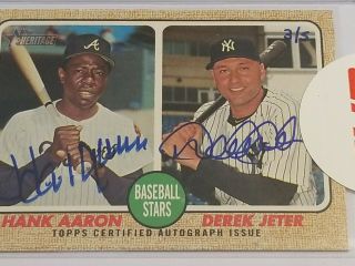 2017 Topps Heritage Real One Dual Autograph Hank Aaron/ Derek Jeter 3 of 5 SSP 7