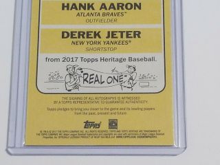 2017 Topps Heritage Real One Dual Autograph Hank Aaron/ Derek Jeter 3 of 5 SSP 9