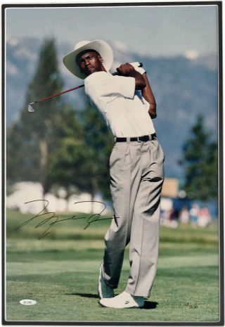 Michael Jordan Signed Autographed 16x20 Golf Photograph Upper Deck Uda