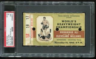 1966 Boxing Ticket Muhamed Ali Vs.  Cleveland Williams Nov.  14 3rd Rd Ko Psa