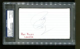 Pat Riley Signed Index Card 3x5 Autographed Lakers Heat Knicks Psa/dna 83904920