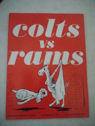 September 16 1962 Nfl Football Program Los Angeles Rams At Baltimore Colts