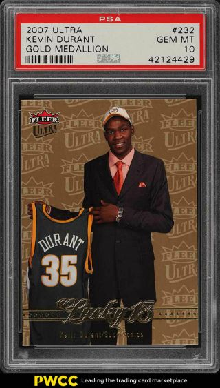 2007 Ultra Gold Medallion Kevin Durant Rookie Rc 232 Psa 10 Gem (pwcc)