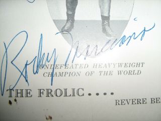 1955 Rocky Marciano & Tony Demarco Signed Menu Boxing Hall Of Fame Italian