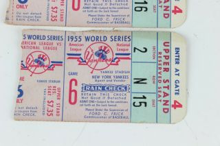 1955 BASEBALL WORLD SERIES NY YANKEES TICKETS GAME 6 - SEATS IN SEQUENCE 3