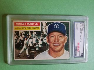 1956 Topps Mickey Mantle York Yankees 135 Gem - Mt 10 Baseball Card