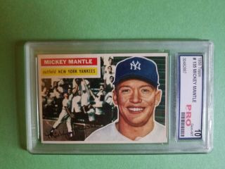 1956 Topps Mickey Mantle York Yankees 135 GEM - MT 10 Baseball Card 2