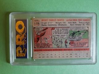 1956 Topps Mickey Mantle York Yankees 135 GEM - MT 10 Baseball Card 3