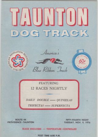 1976 Taunton Greyhound Program Derby Qualifying Pl Greer