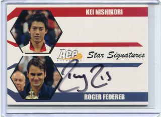 2012 Ace Authentic Roger Federer Auto W/ Kei Nishikori Not Ding 7