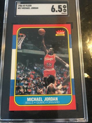 Michael Jordan 1986/87 Fleer 57 Rc Rookie Card Chicago Bulls Sgc 6.  5 Nm