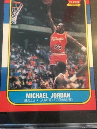 MICHAEL JORDAN 1986/87 FLEER 57 RC ROOKIE CARD CHICAGO BULLS SGC 6.  5 NM 6
