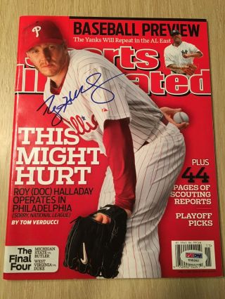 Roy Halladay Signed Sports Illustrated No Label Phillies 4/5/10 Psa/dna