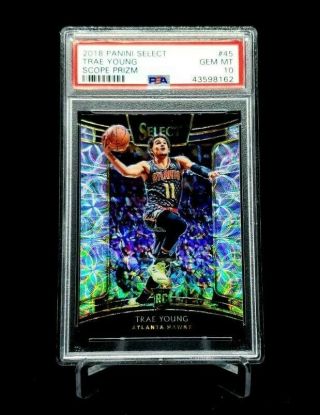 2018 - 19 Panini Select Trae Young Scope Prizm Rookie Rc Psa 10 Gem Hawks