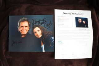 June Carter & Johnny Cash Sign Autographed 8x10 Color Photo AUTO,  JSA LOA 2