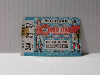 Ohio State Buckeyes Vs Michigan Wolverines National Champions Ticket Stub 1948