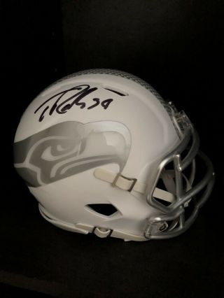Thomas Rawls Autographed Seahawks White Ice Speed Mini Helmet Mcs Holo 112684