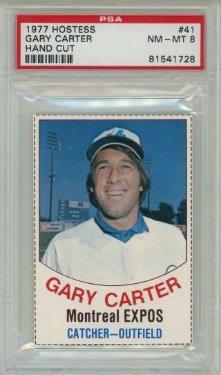 1977 Hostess 41 Gary Carter Psa 8 Nm - Mt Hand Cut Hof Montreal Expos Ny Mets