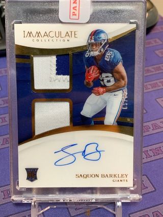 Saquon Barkley 2018 Panini Immaculate Jersey Patch Auto Rc 90/99 Rookie Giants