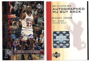 2001 - 02 Ud Buyback Michael Jordan Auto /10 Upper Deck Autograph Bulls Uda Sp