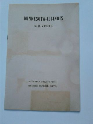 1911 Minnesota Vs.  Illinois Football Program - - Rare