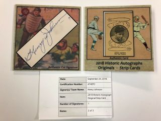 Henry Johnson 2018 Historic Autographs Originals Strip Cards With Beckett
