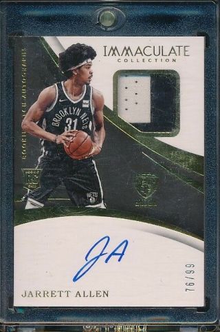 2017 - 18 Panini Immaculate Jarrett Allen Rc Rookie Patch Auto Rpa /99