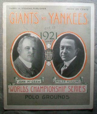 1921 World Series Program Giants Yankees Babe Ruth 1st In Ny - Yanks 1st Pennant