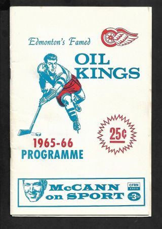 1965 - 66 Program (alberta Senior Hockey) Regina Pats (sjhl) At Edmonton Oil Kings