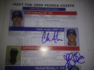 Chris Archer Josh Harrison Signed Autographed Peoria Chiefs 2009 June Program