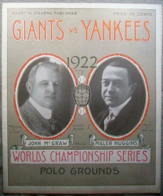 1922 World Series Program Giants Top Yankees,  Babe Ruth In Ny Yanks 2nd Pennant