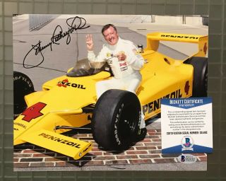 Johnny Rutherford Signed 8x10 Photo Autographed Beckett Bas Indy 500 Winner