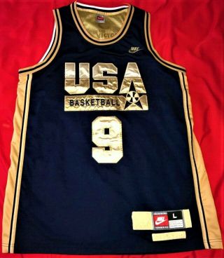 Michael Jordan 9 1992 Usa Dream Team Olympic Gold Stitched In Mens Large Jersey