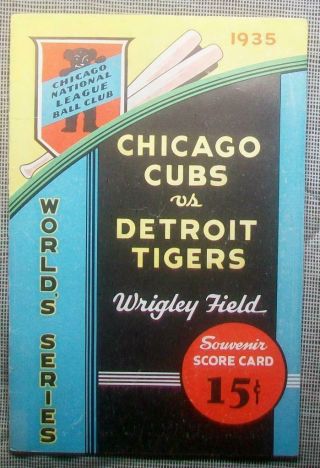 1935 World Series Program Detroit Tigers @ Chicago Cubs Hartnett Greenberg Klein
