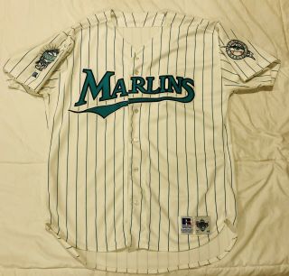 1993 Florida Marlins Game Worn Inaugural Home Jersey Authentic Russel Athletic L