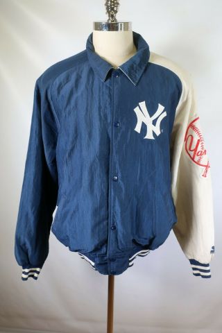 B7832 Vtg Starter York Yankees Mlb Baseball Snap Jacket Size Xl