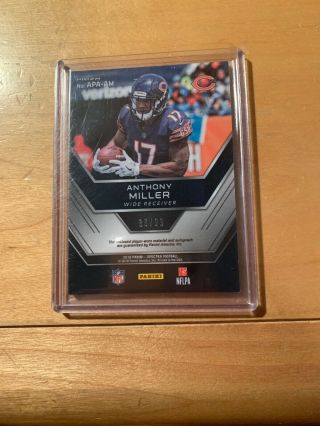 2018 SPECTRA ANTHONY MILLER RC ASPIRING 2CLR PATCH AUTO AUTOGRAPH BEARS 86/99 2
