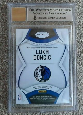 Luka Doncic Autograph Mirror Black 2018/19 Certified 1/1 BGS 9 Auto 10 RC 2