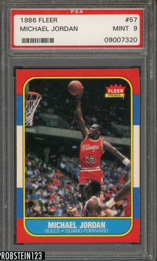 1986 Fleer 57 Michael Jordan Chicago Bulls Rc Rookie Hof Psa 9 High End