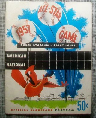 1957 Mlb All Star Game Program @ St.  Louis Cardinals Al 6 - 5 One Of The Toughest