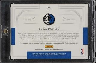 2018 National Treasures Horizontal Luka Doncic ROOKIE RC AUTO PATCH /49 (PWCC) 2