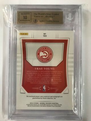 2018 - 19 National Treasures Gold RPA Rookie Patch Auto Trae Young 09/10 BGS 9.  5 2